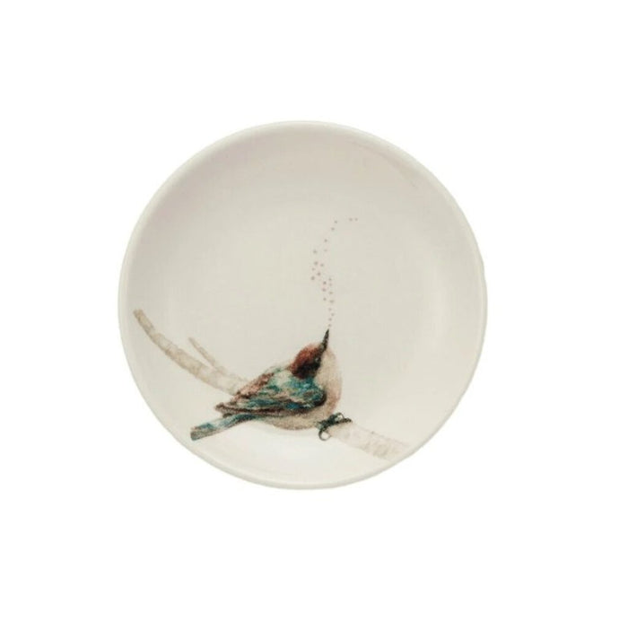 4" Stoneware Dish w/ Bird, Brown