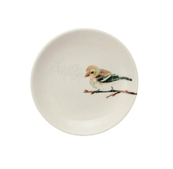 4" Stoneware Dish w/ Bird, Yellow