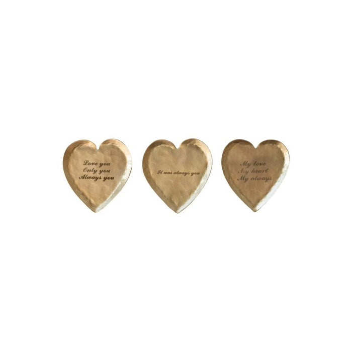 'Always You' Decorative Hammered Brass Heart Shaped Dish
