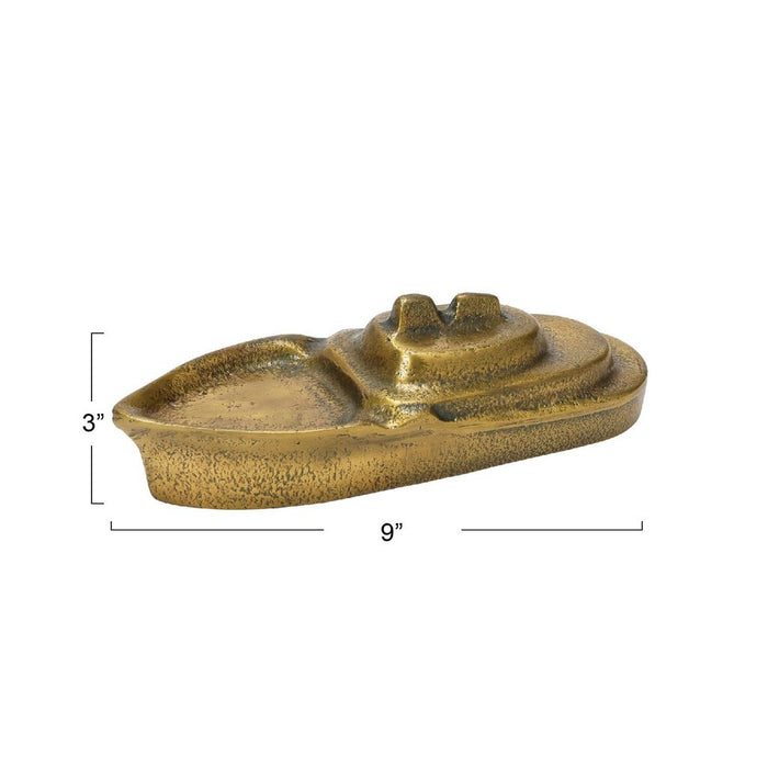 Antique Gold Boat, 9"
