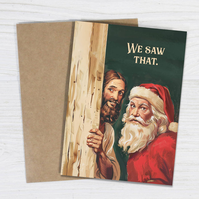 Bad Betty Greeting Co. - We Saw That - Santa & Jesus Funny Christmas Card Guilt Trip