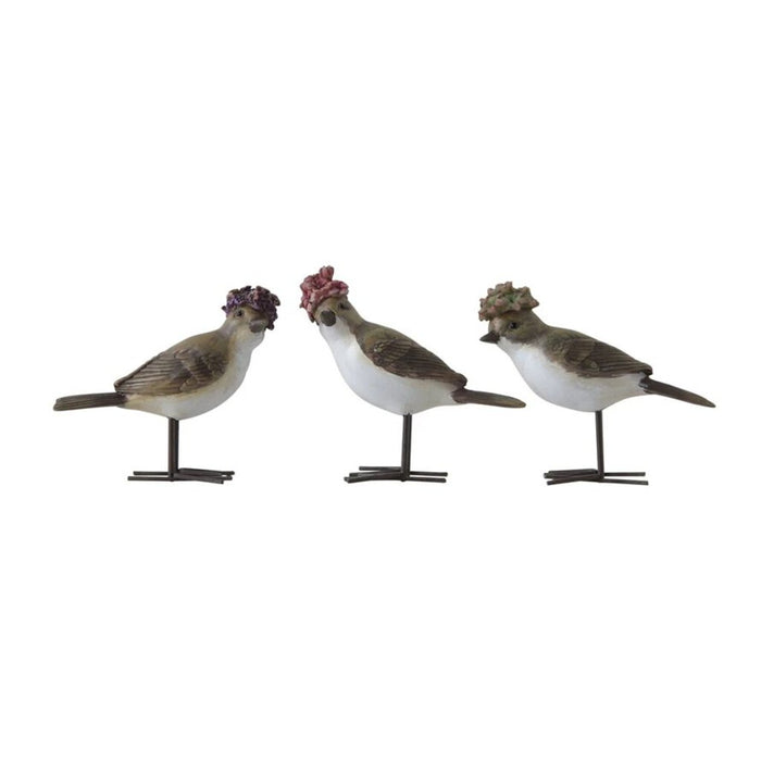 Bird with Pink Flower Hat and Metal Feet