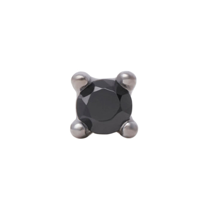 Black Rhodium Silver 2mm Single CZ Pin 18g/16g