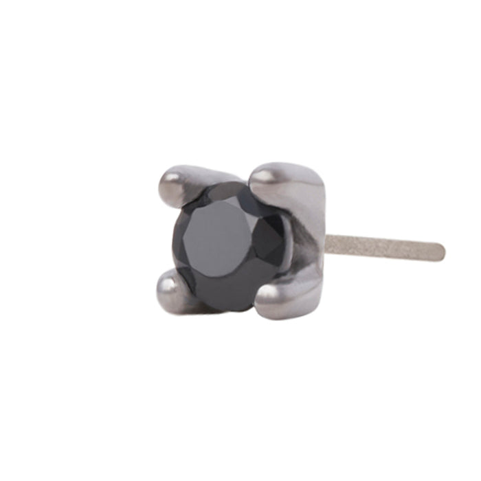 Black Rhodium Silver 2mm Single CZ Pin 18g/16g