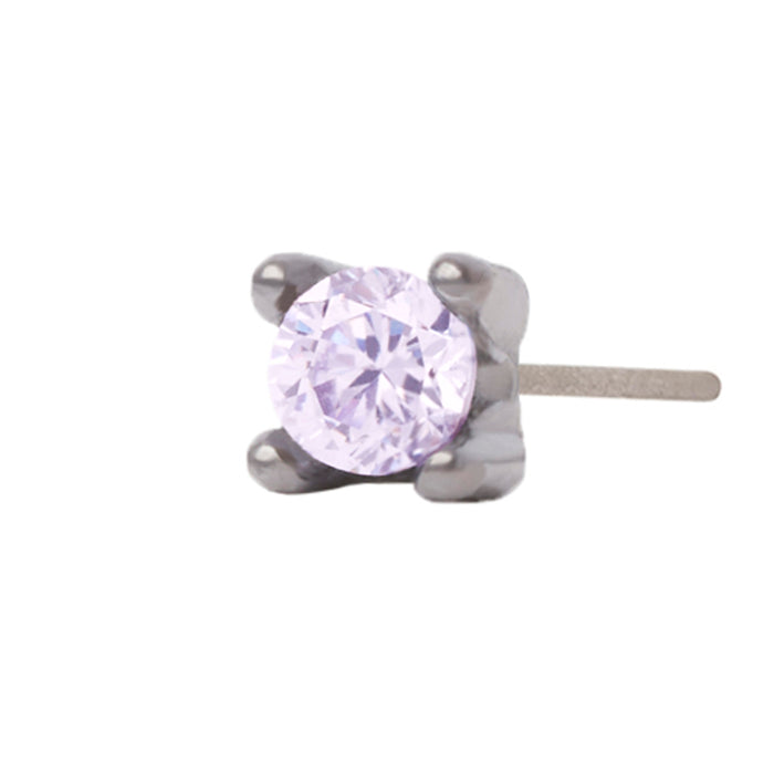 Black Rhodium Silver 2mm Single CZ Pin 18g/16g