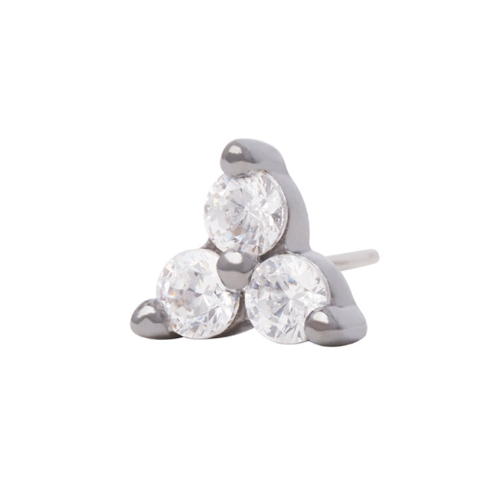 Black Rhodium Silver 2mm Triple CZ Pin 18g/16g