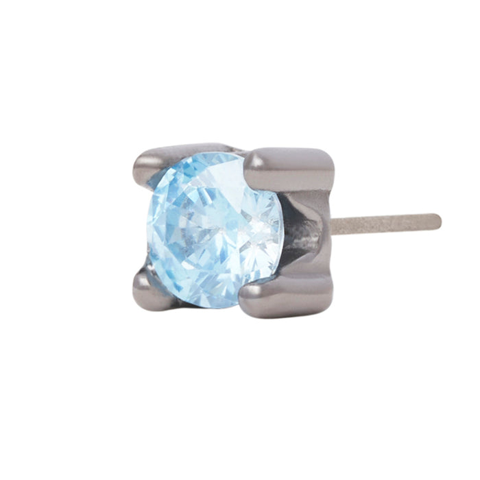 Black Rhodium Silver 3mm Single CZ Pin 18g/16g