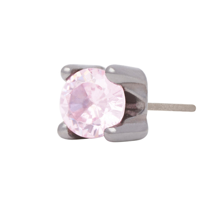 Black Rhodium Silver 3mm Single CZ Pin 18g/16g
