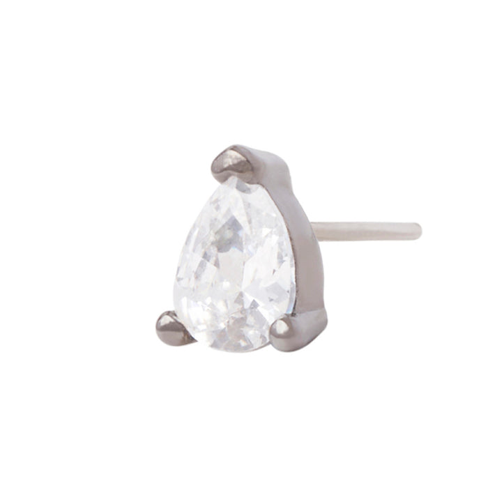 Black Rhodium Silver 4mm Teardrop CZ Pin 18g/16g