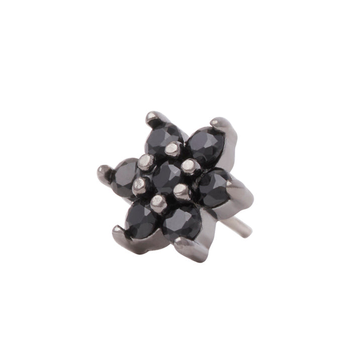 Black Rhodium Silver Flower CZ Pin 18g/16g