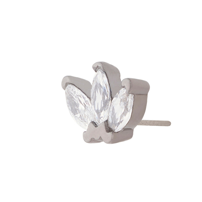 Black Rhodium Silver Triple Marquise CZ Pin 18g/16g