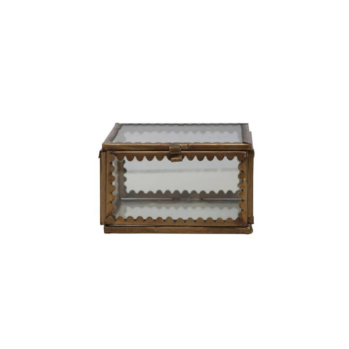 Brass & Glass Display Box w/ Scalloped Edges, 3"