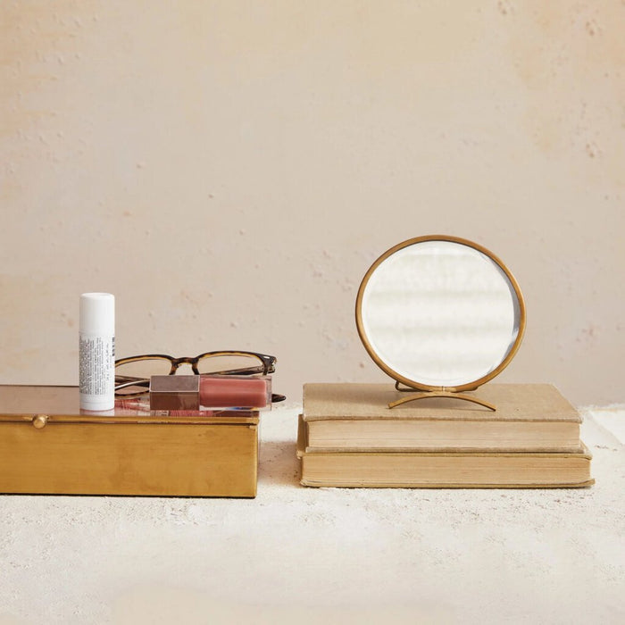 Brass Mirror with Stand 5 1/2", Antique Finish