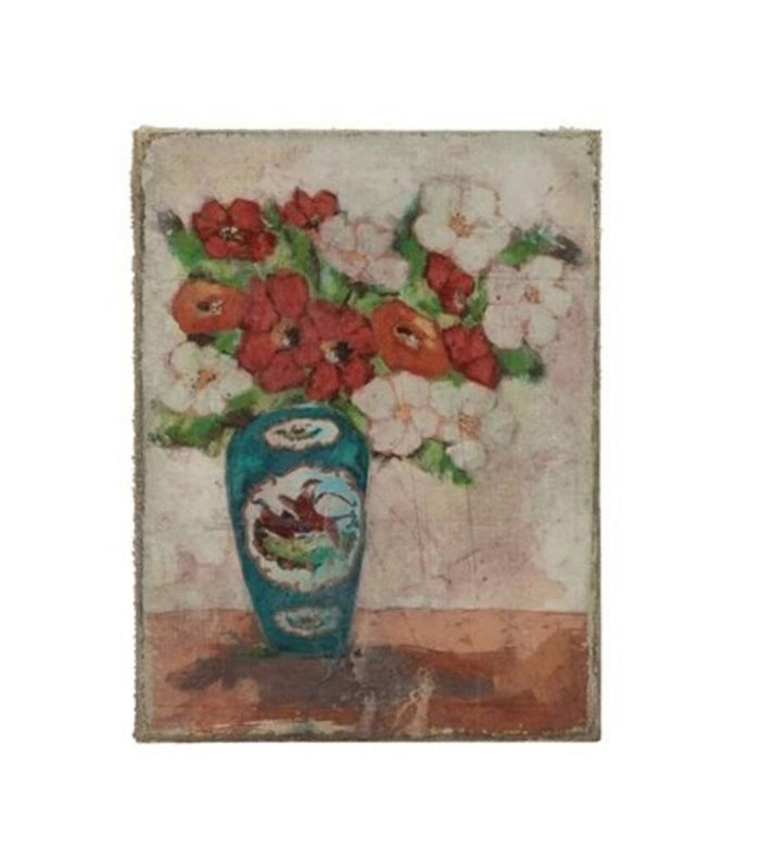 Canvas Wall Décor with Flowers in Vase, Red/White
