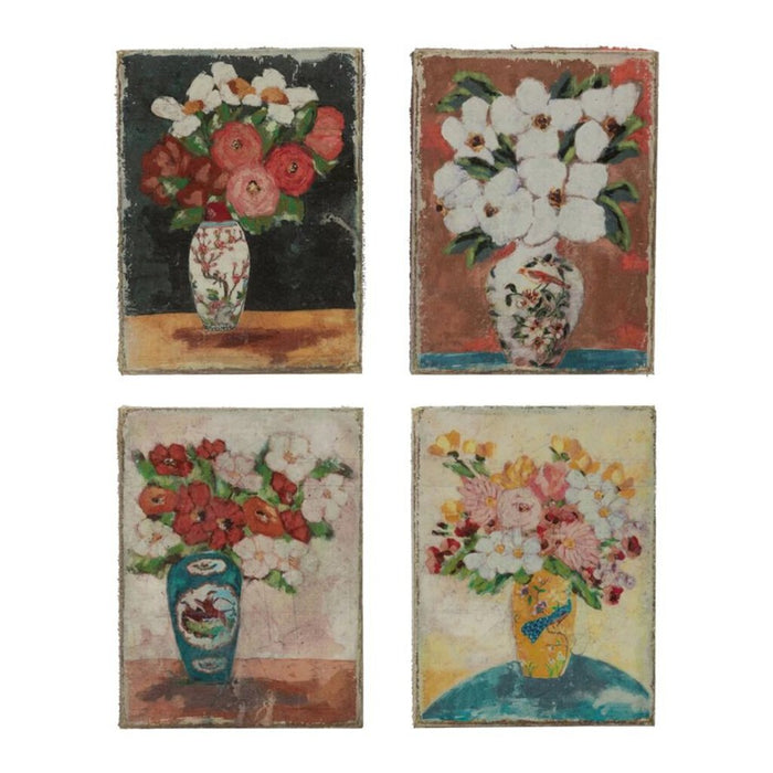 Canvas Wall Décor with Flowers in Vase, Red/White