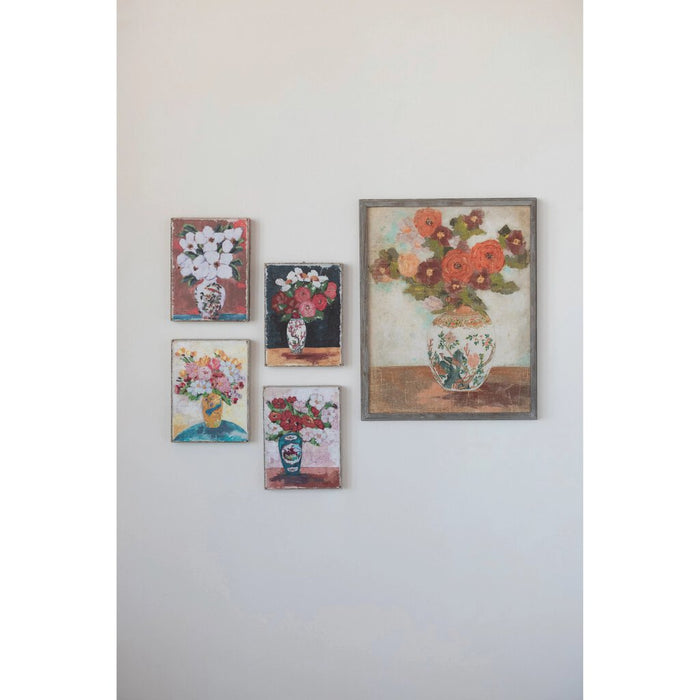 Canvas Wall Décor with Flowers in Vase, Red/White
