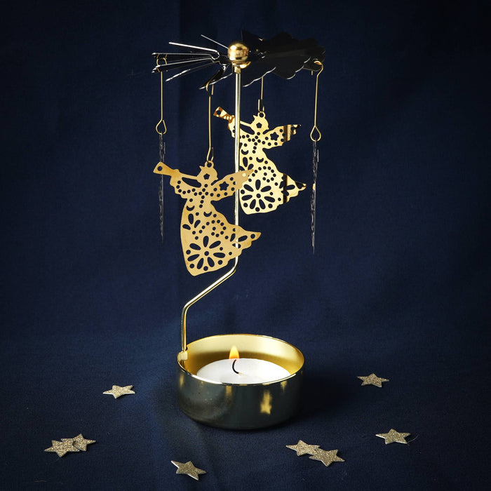 CGB Giftware - Gold Christmas Angel Tealight Spinner