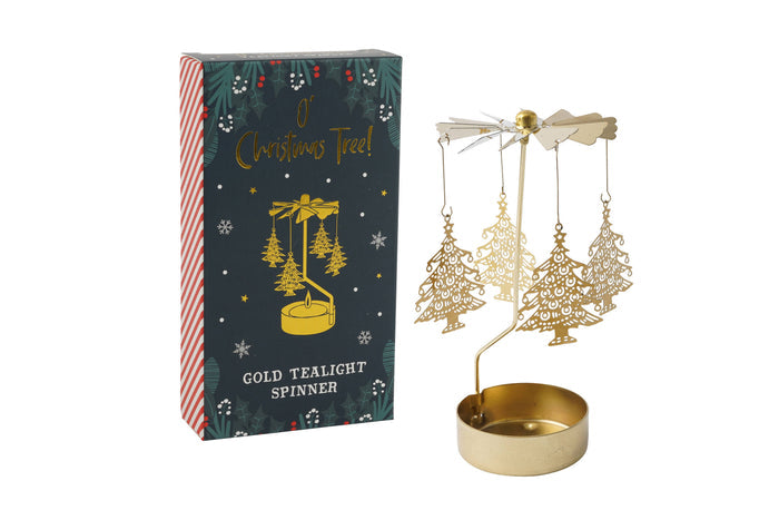 CGB Giftware - Gold Christmas Tree Tealight Spinner