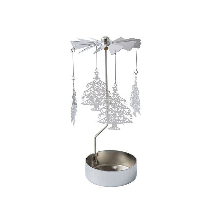 CGB Giftware - Silver Christmas Tree Tealight Spinner