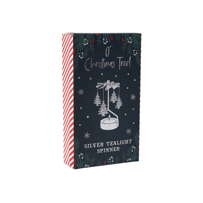 CGB Giftware - Silver Christmas Tree Tealight Spinner