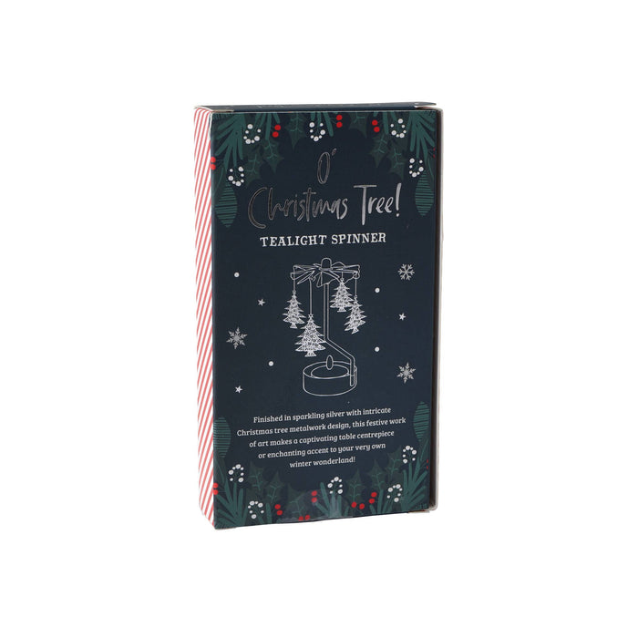 CGB Giftware - Silver Christmas Tree Tealight Spinner