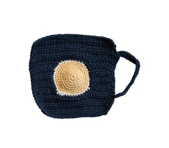Cotton Crocheted Mug Shaped Coaster/Trivet, Black