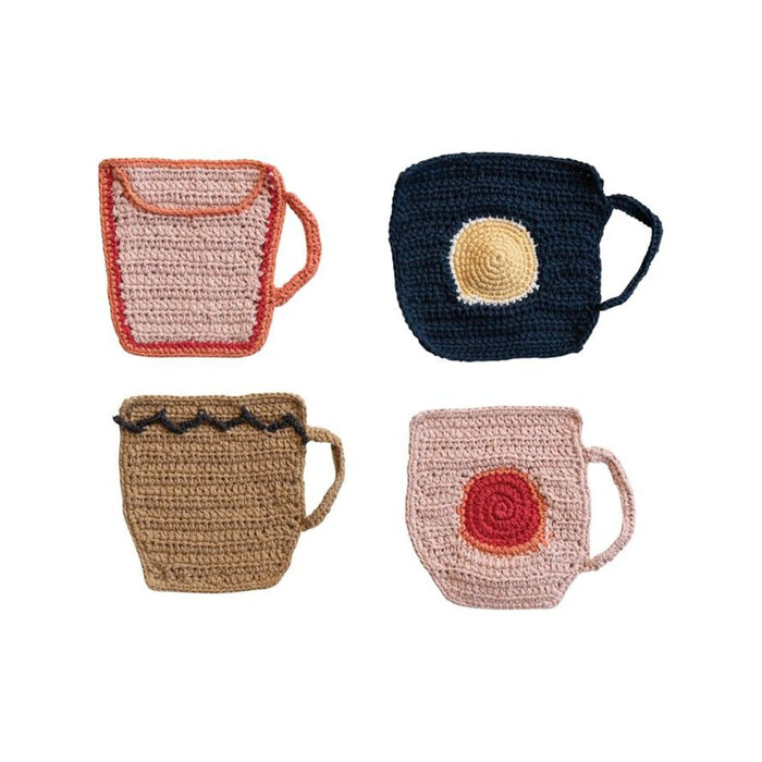 Cotton Crocheted Mug Shaped Coaster/Trivet, Black