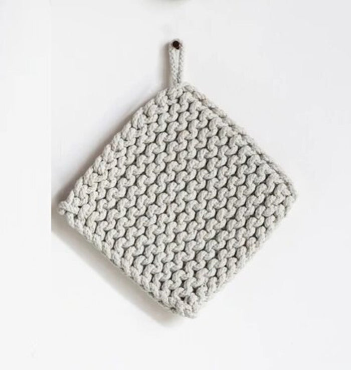 Cotton Crocheted Pot Holder, Cream