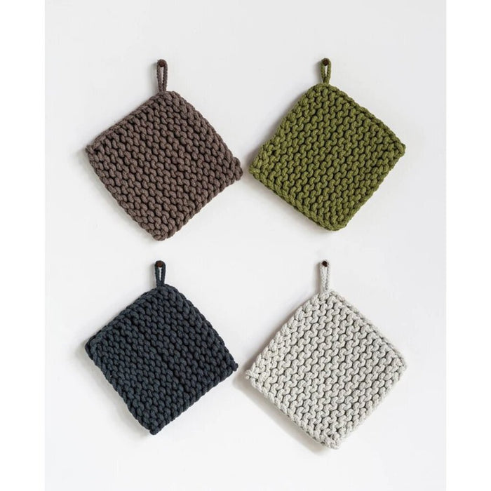 Cotton Crocheted Pot Holder, Cream