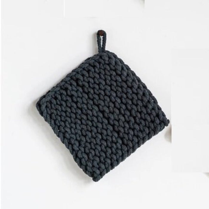 Cotton Crocheted Pot Holder, Marine Blue