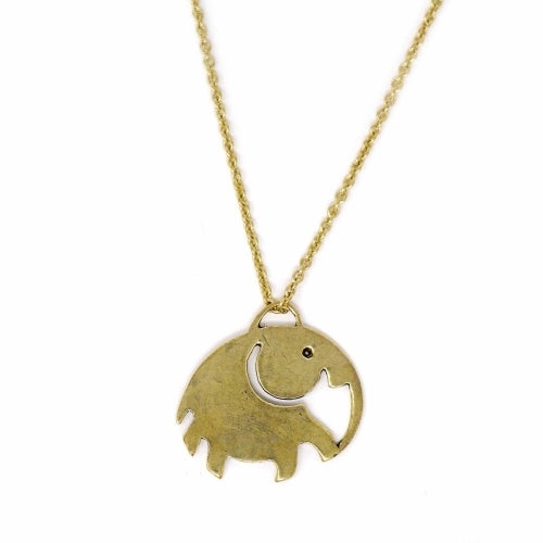 Elephant Pendant Brass Chain Necklace