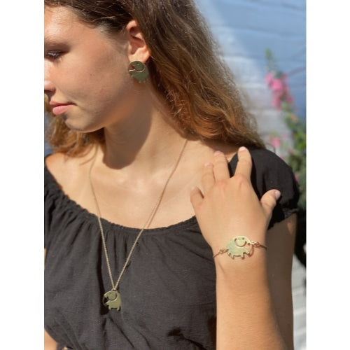 Elephant Pendant Brass Chain Necklace