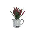 Faux Flowers in Ceramic Pitcher, Red