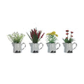 Faux Flowers in Ceramic Pitcher, White