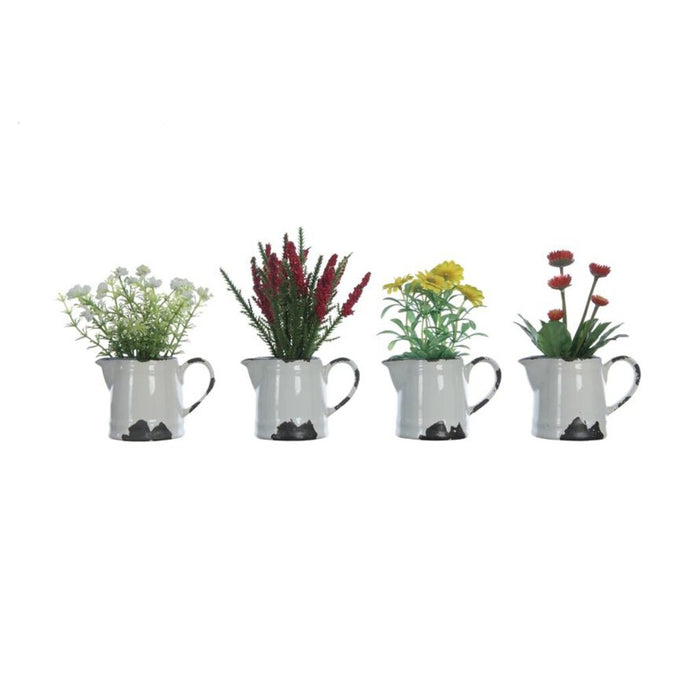 Faux Flowers in Ceramic Pitcher, Yellow