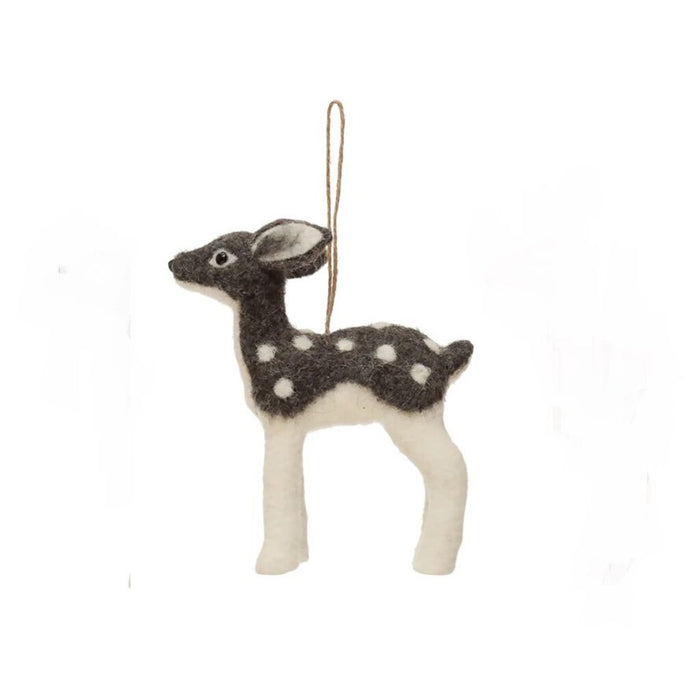 Faux Fur Deer Ornament, Gray