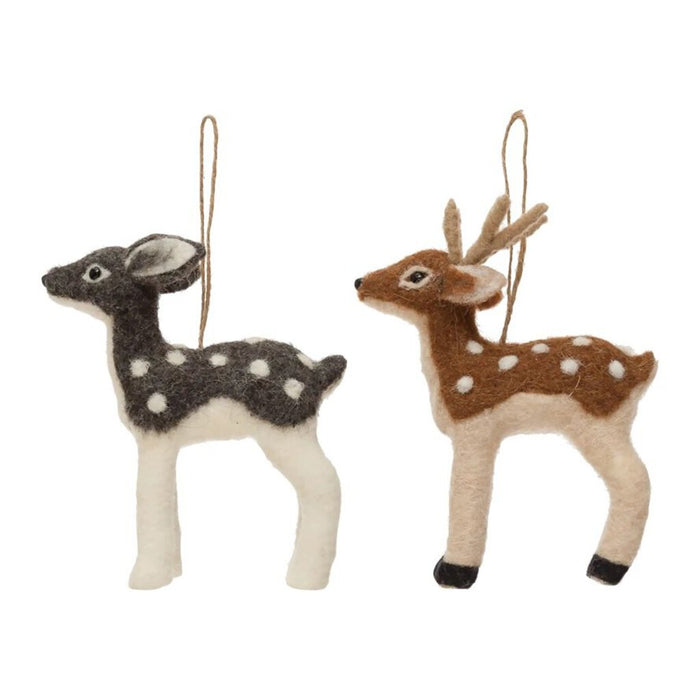 Faux Fur Deer Ornament, Gray