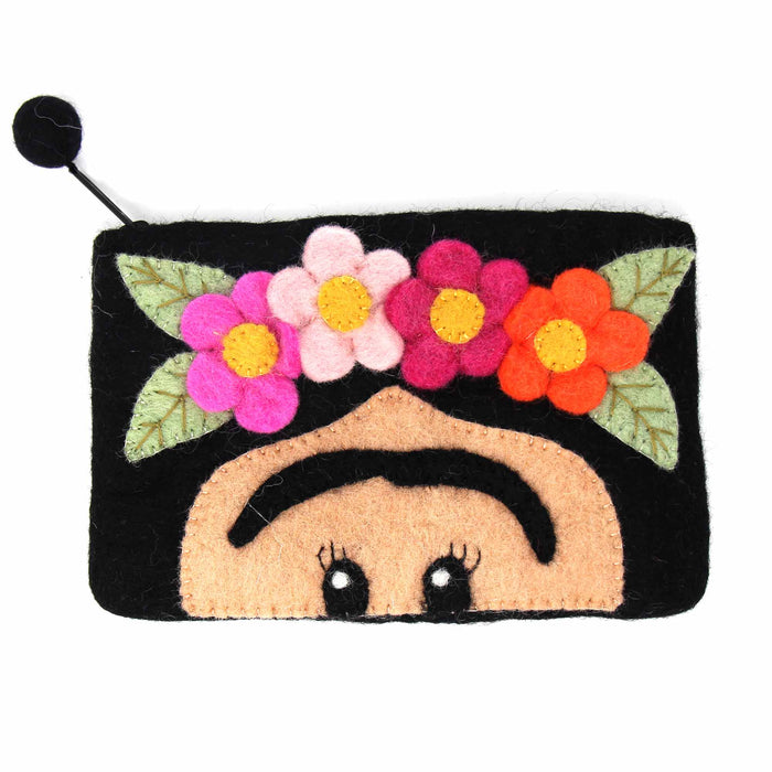 Frida Felt Zipper Zipper Pouch