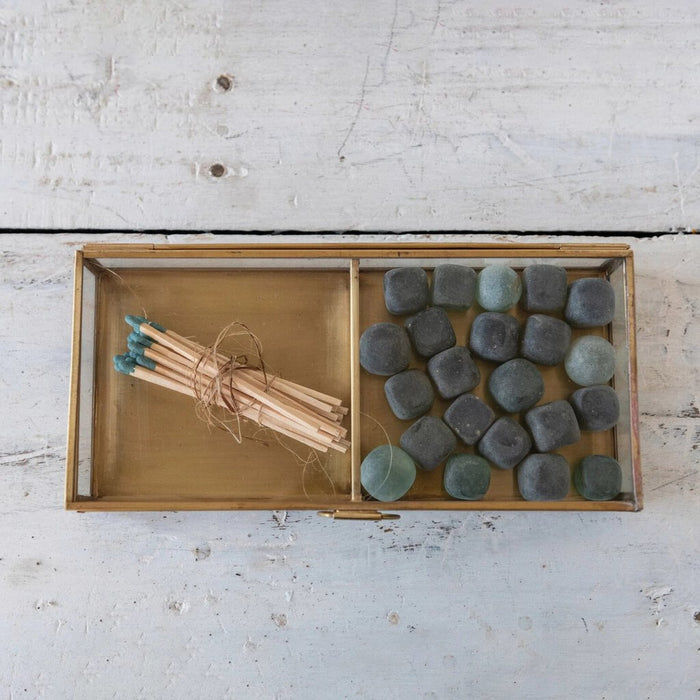 Glass Box w/Brass Frame, 9"