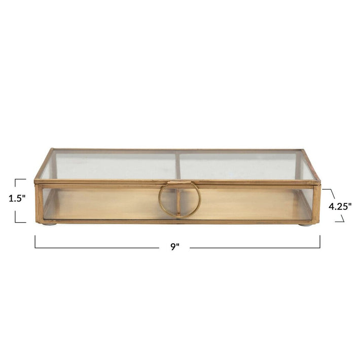 Glass Box w/Brass Frame, 9"