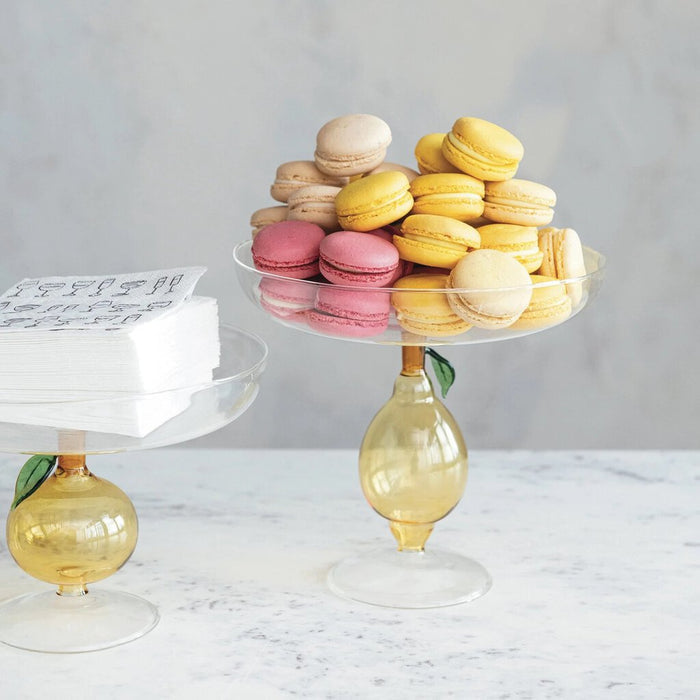 Glass Pedestal w/ Lemon Shaped Base