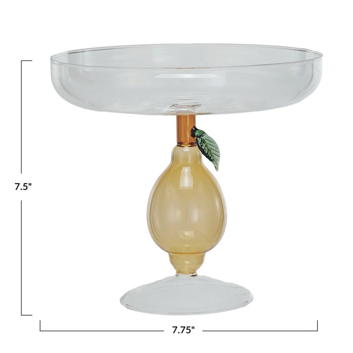 Glass Pedestal w/ Lemon Shaped Base