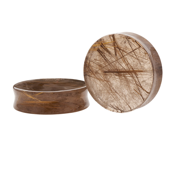 Gold Rutile Quartz A Grade Double Flare Plugs