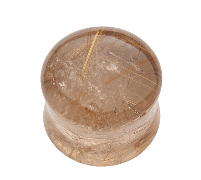 Gold Rutile Quartz B Grade Double Flare Plugs