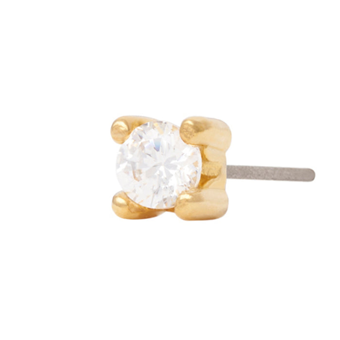 Gold Vermeil 2mm Single CZ Pin 18g/16g