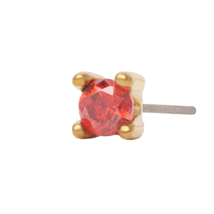 Gold Vermeil 2mm Single CZ Pin 18g/16g