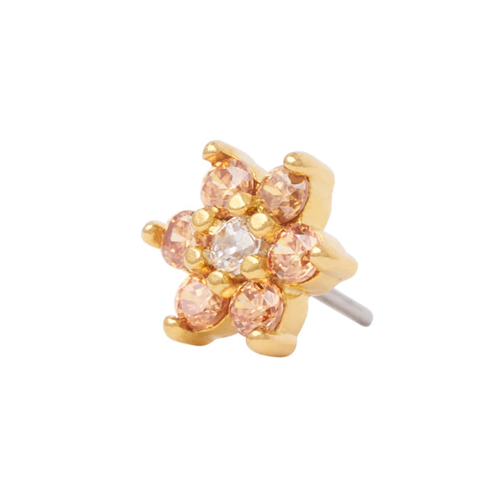 Gold Vermeil Flower CZ Pin 18g/16g