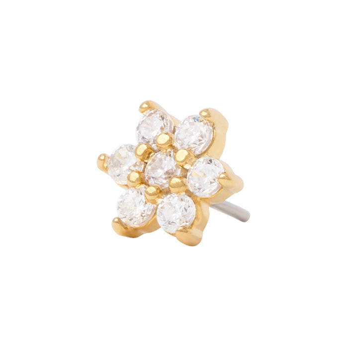 Gold Vermeil Flower CZ Pin 18g/16g