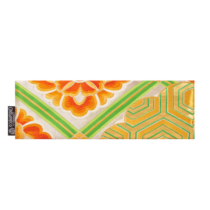 Green, Orange, Floral Recycled Kimono Jewelry Pouch