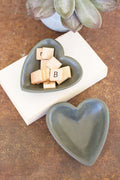 Hand Carved Stone Heart Bowl, Gray